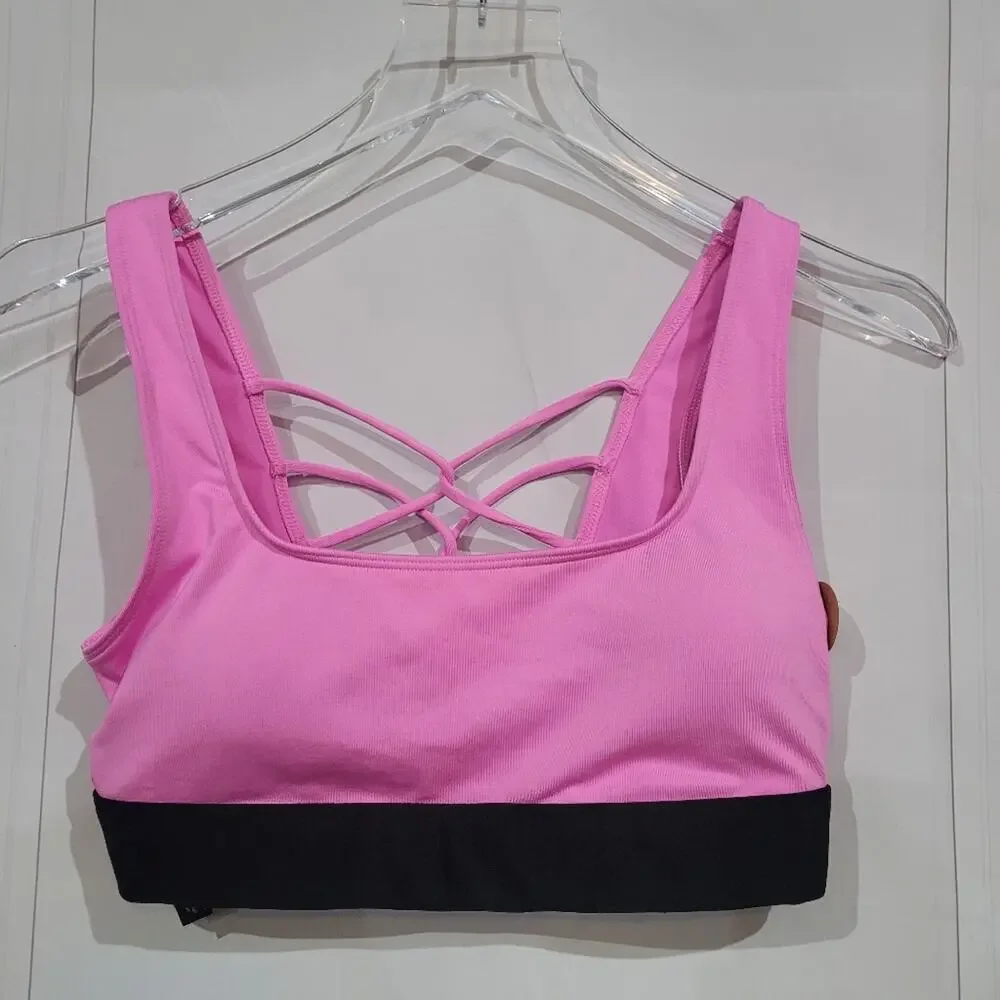 PINK Victoria's Secret Gym to Swim Sports Bra SZ Small Criss Cross Back Padded